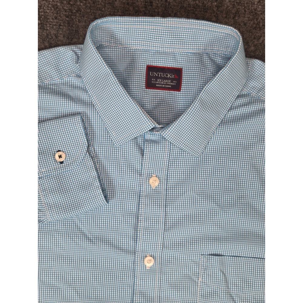 UNTUCKit Performance Shirt Mens XXL Teal Domani Long Sleeve Button Up